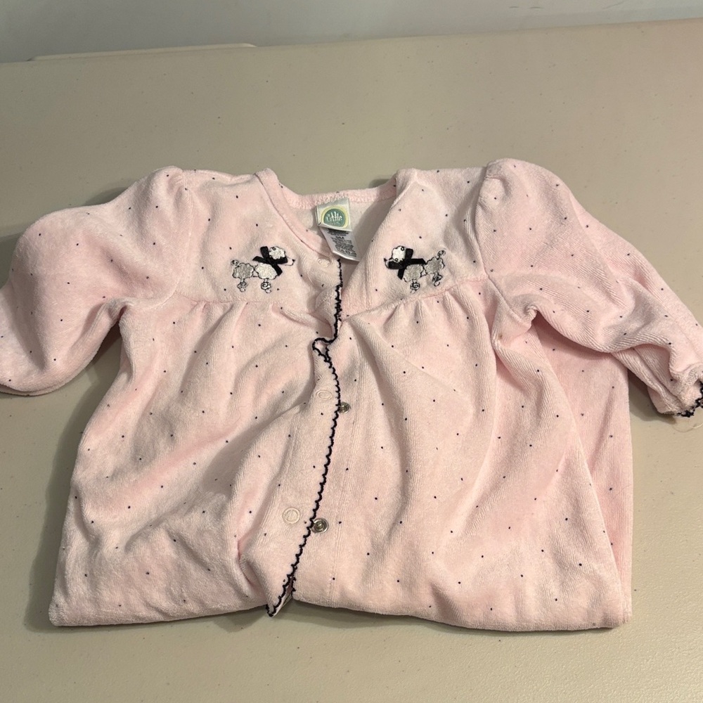 Little Me Pink Baby Onesie with Embroidered Dogs